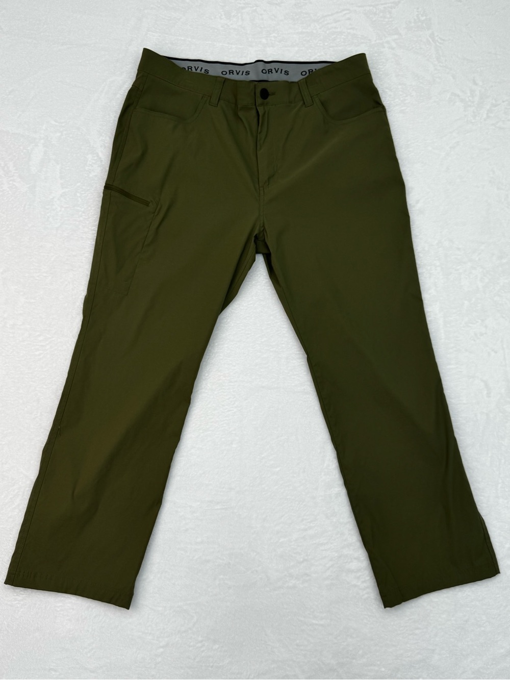 Orvis Men's 38x29 Lightweight Tech Pant Olive Green Stretch Water Repellent